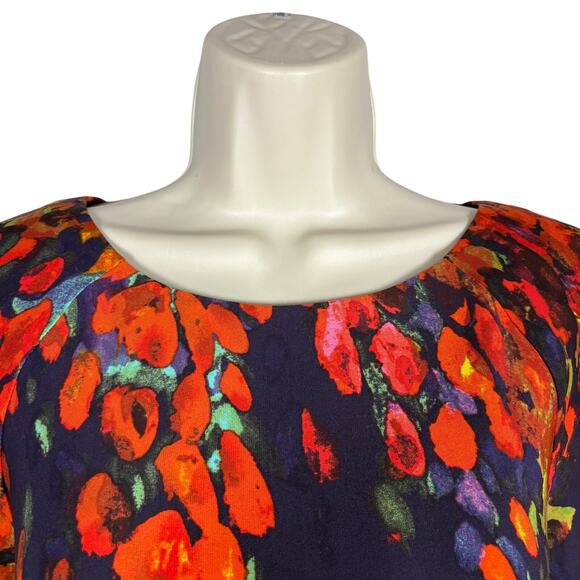 David Meister Faux Wrap Art Print Dress Long Sleeve Event Dinner Date - 6 - Picture 6 of 8